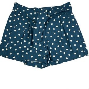 J.Crew Factory 3” Polka-Dot Blue Tie-Waist Short NWT Size 0